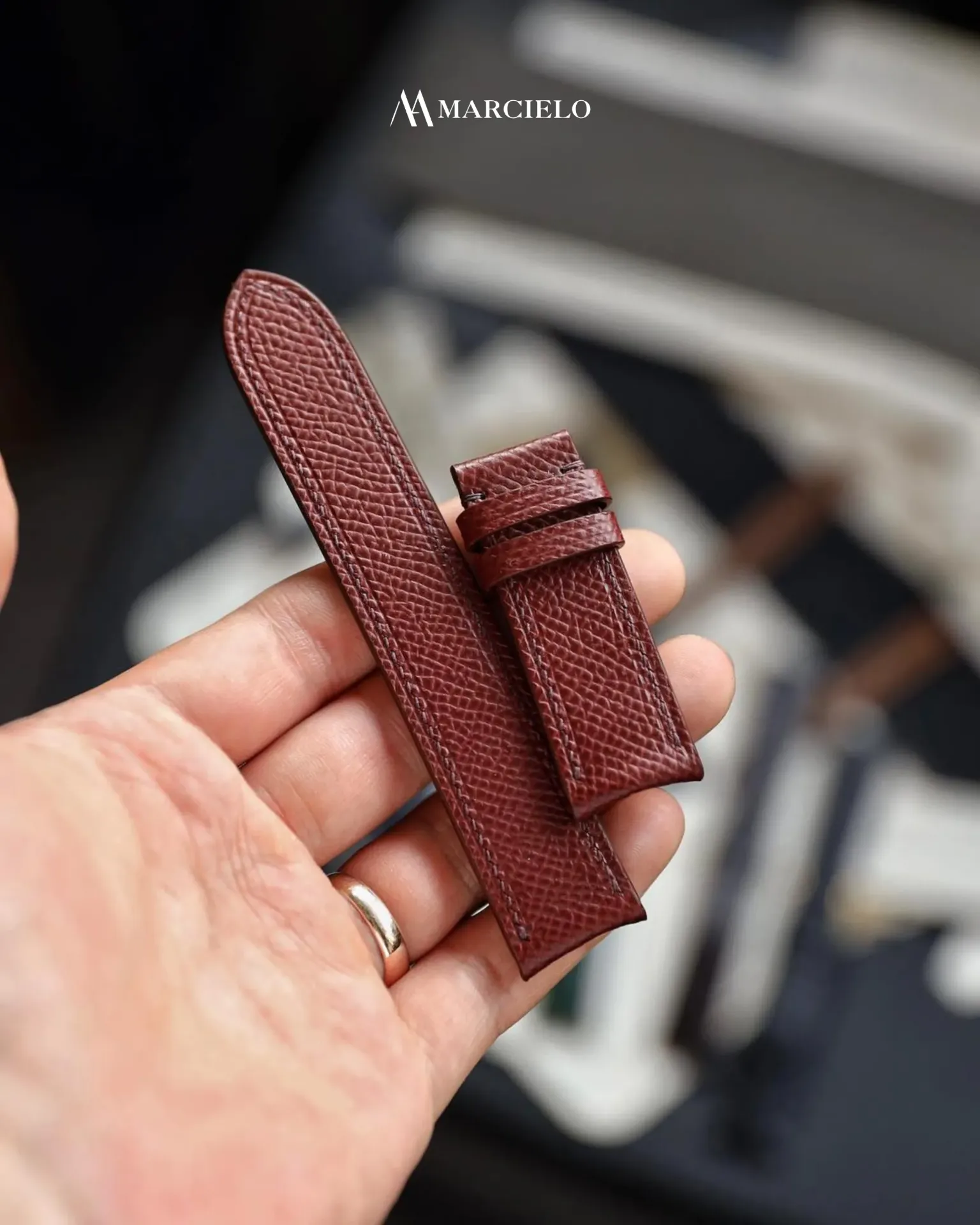 Dây đồng hồ thủ công - F.P.Journe Chronometre Resonance - Da Epsom - Màu Đỏ Rượu