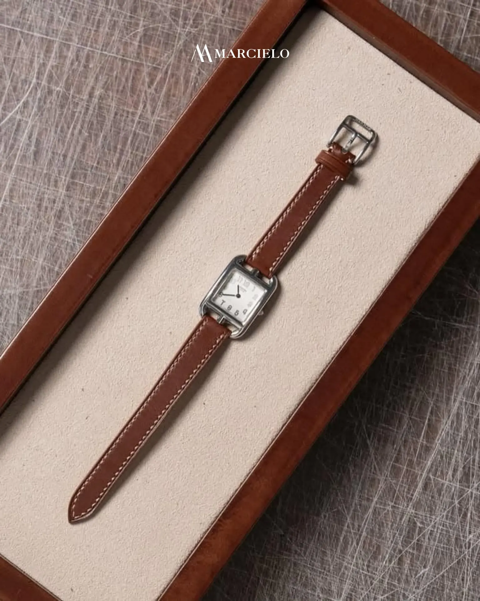 Dây đồng hồ thủ công - Hermes - Da Bò Buttero - Màu Nâu