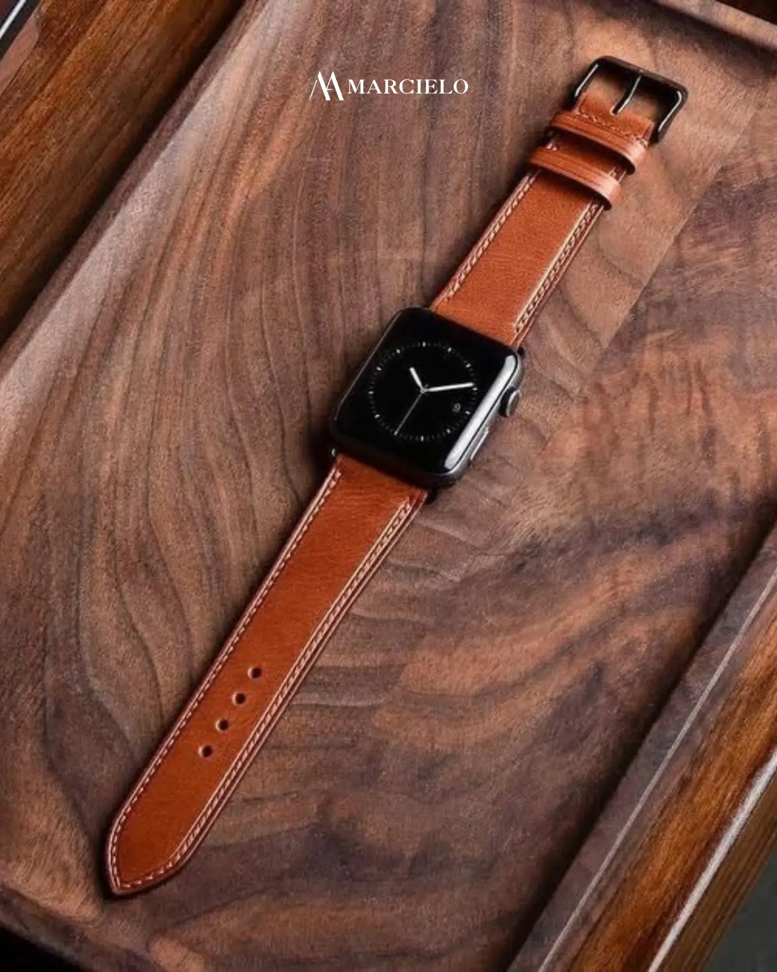 Dây đồng hồ thủ công - Apple Watch Series - Da Bò Buttero - Màu Nâu Hạt Dẻ