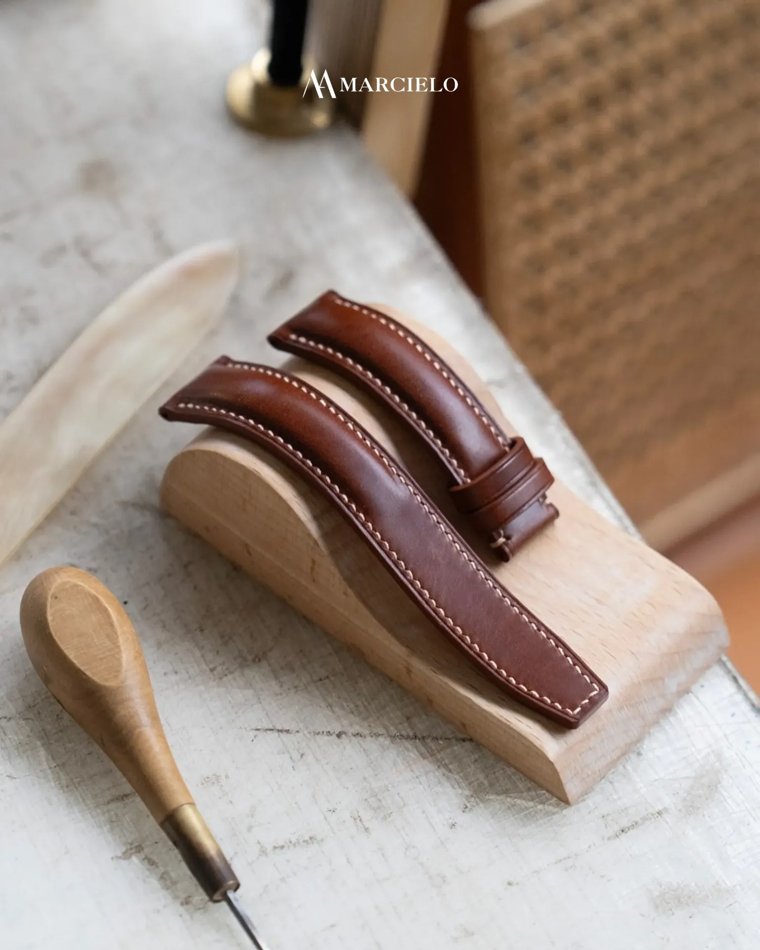 Dây đồng hồ thủ công - IWC - Da Bò - Màu Nâu