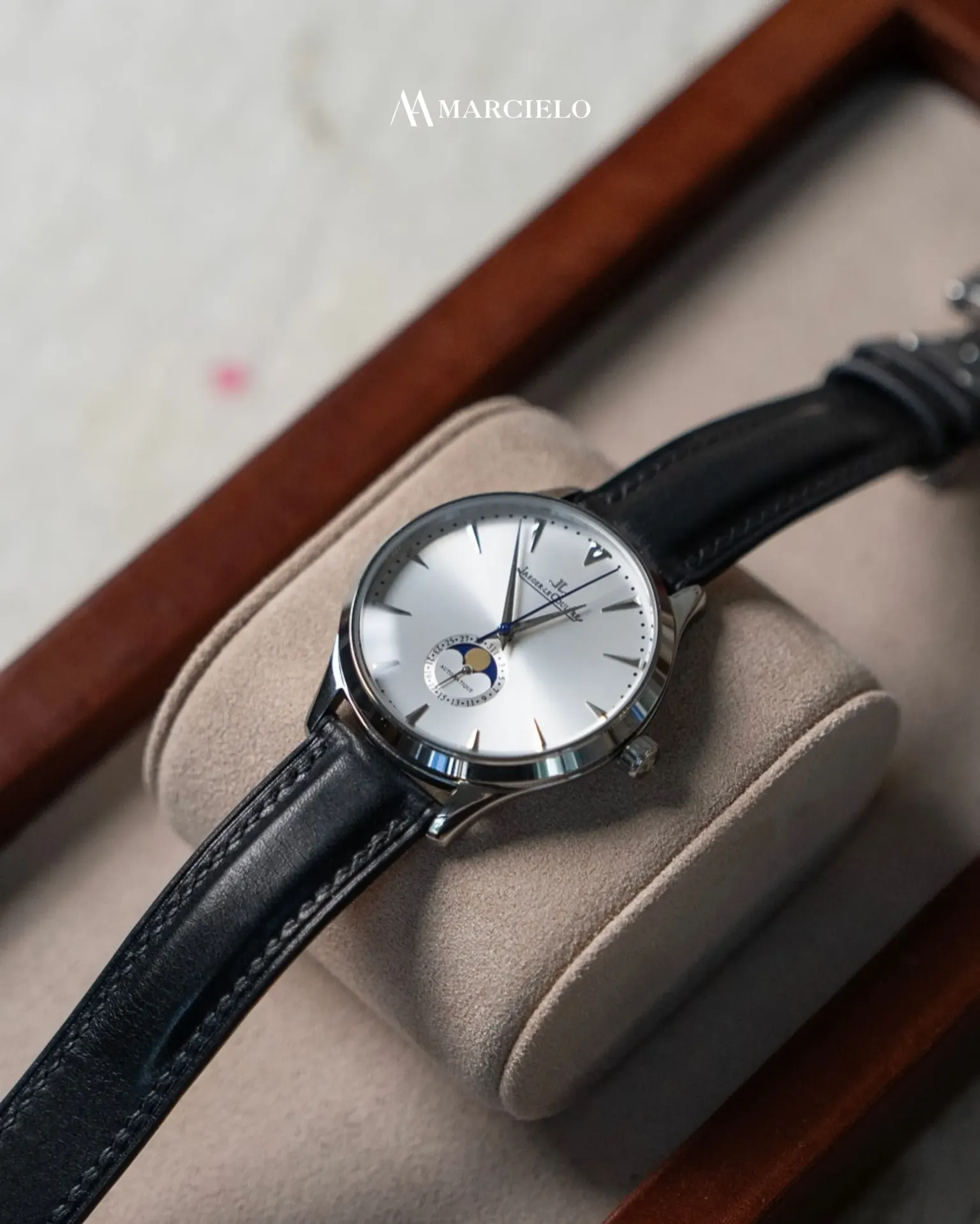 Dây đồng hồ thủ công - Jager Le Coultre- Da Bò - Màu Đen