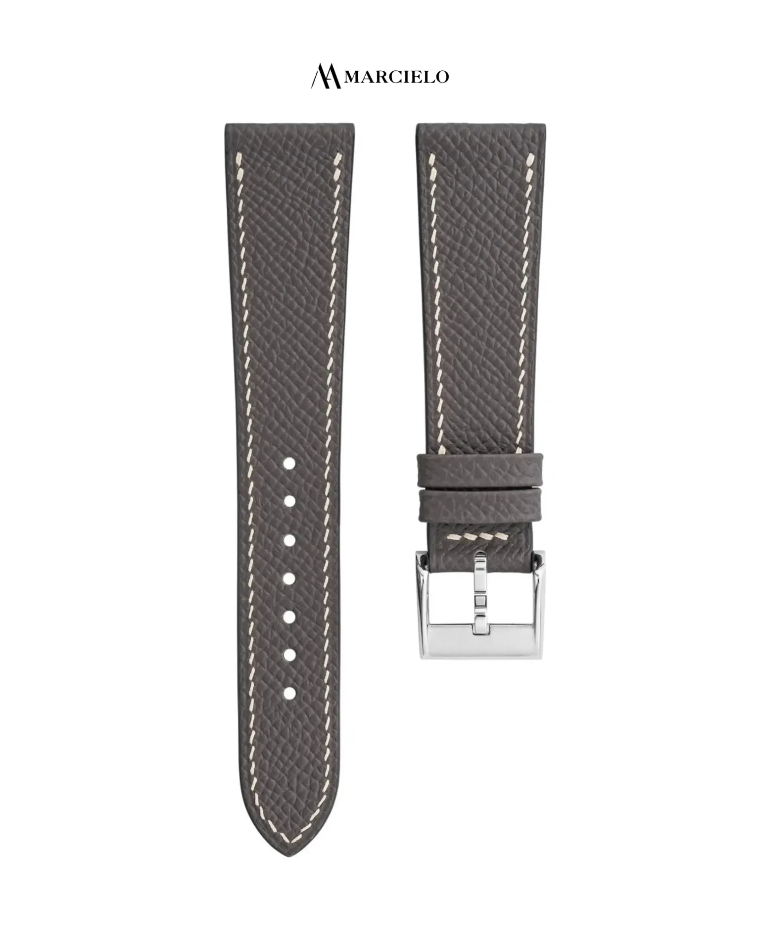 Dây da Epsom màu Xám Đen (16mm-14mm, Khoá kim trắng)