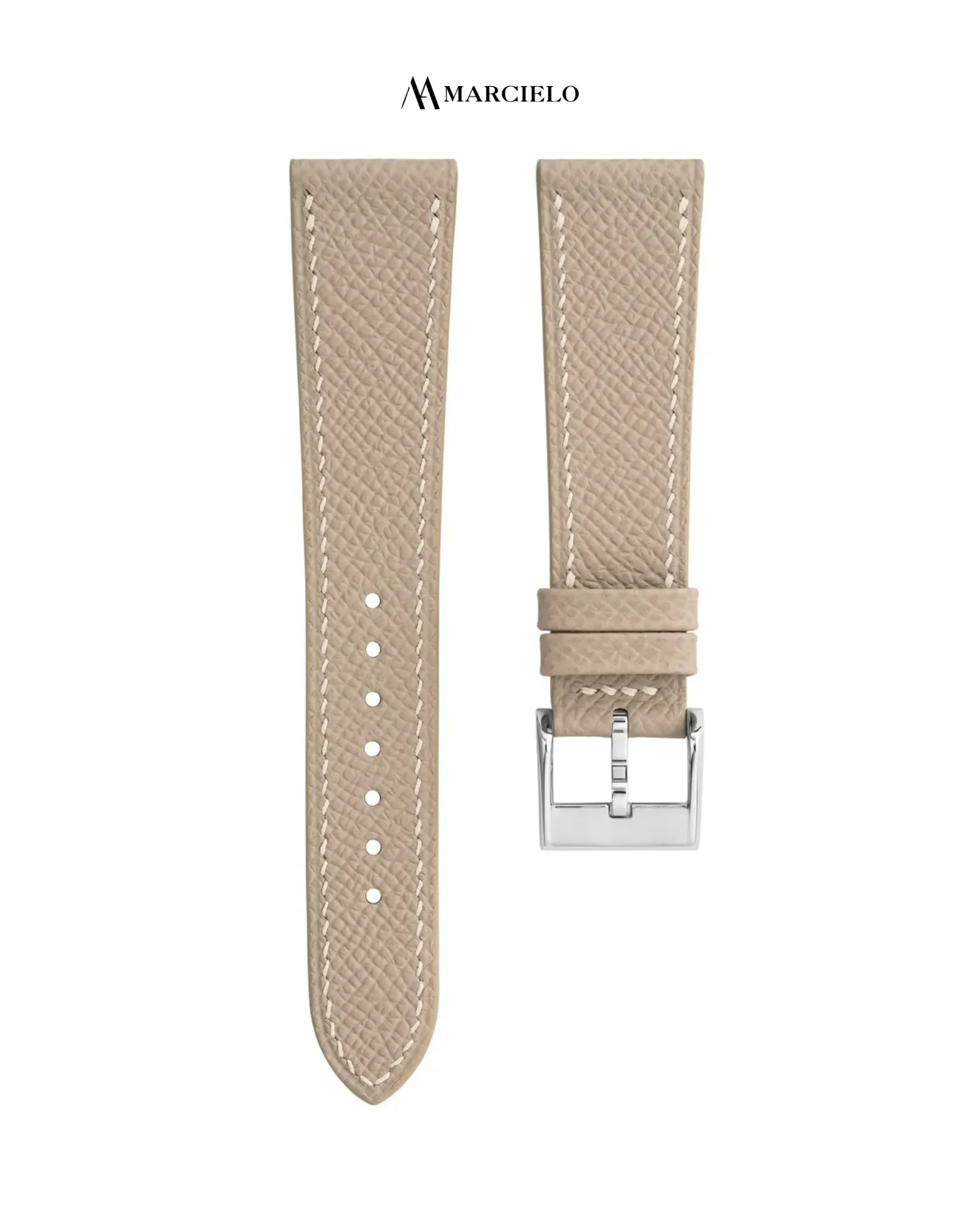 Dây da Epsom màu Kem (16mm-14mm, White pin buckle)