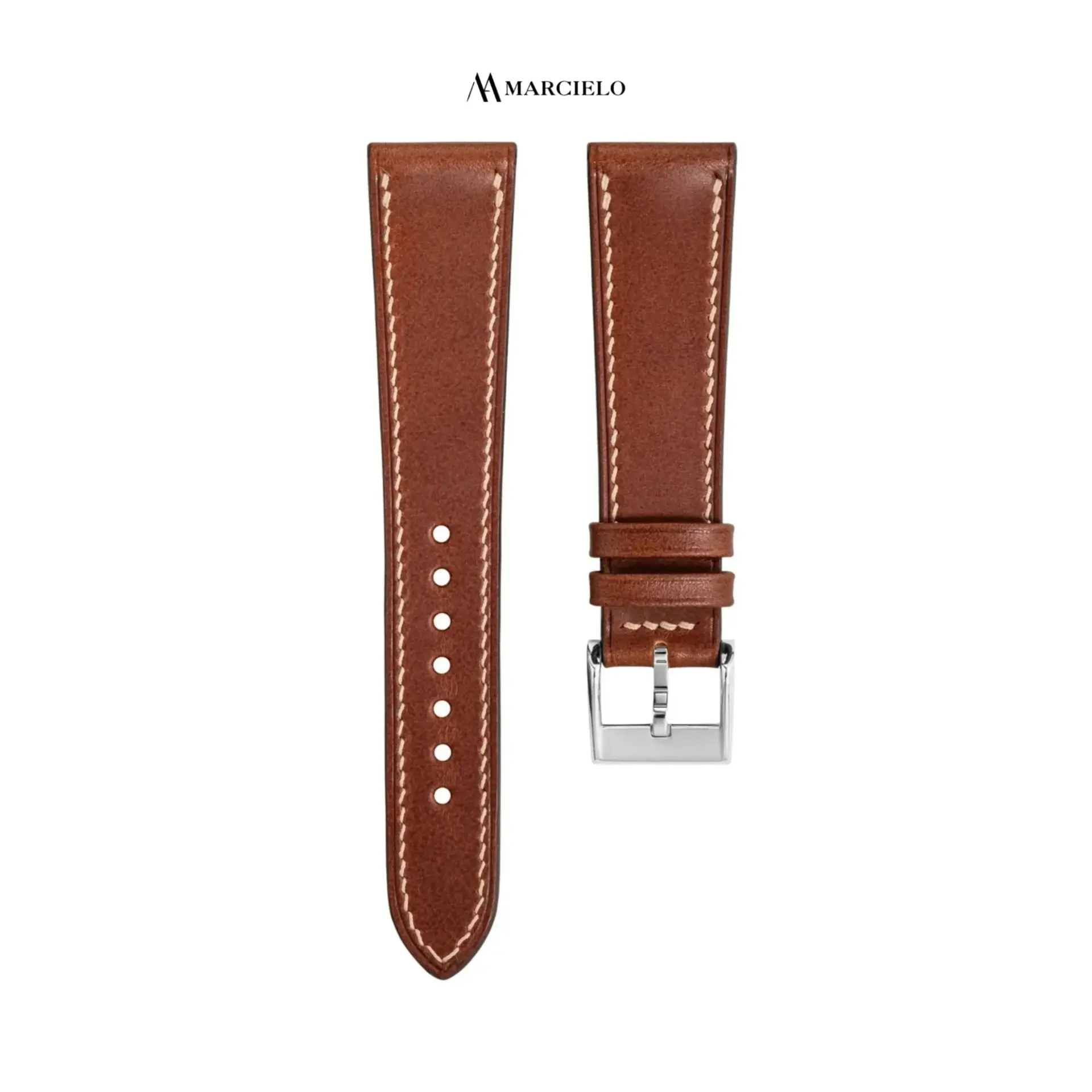 Buttero cowhide strap in Chestnut Brown (16mm-14mm, White pin buckle)