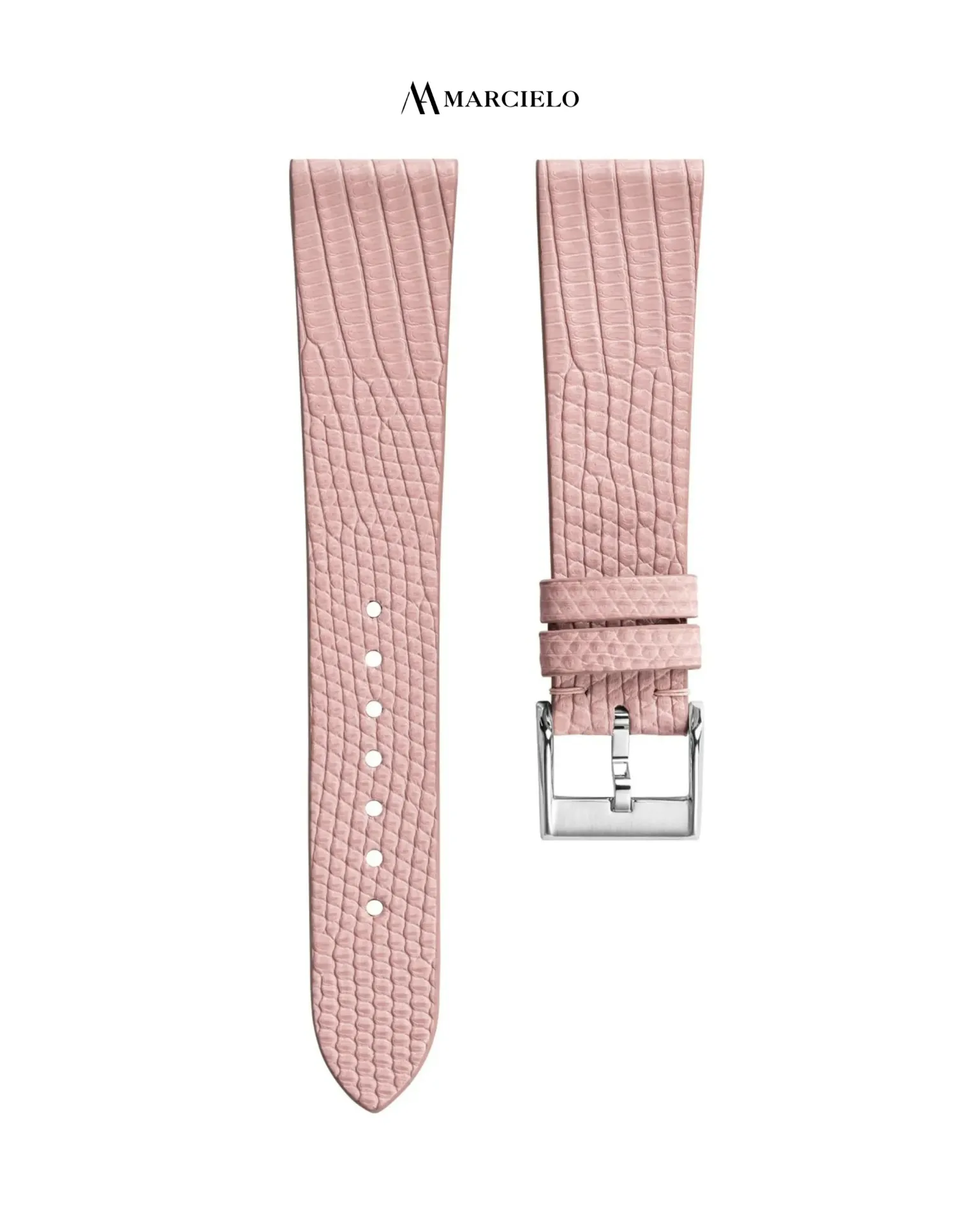 Dây da Kỳ Đà màu Hồng (16mm-14mm, Khoá kim trắng)