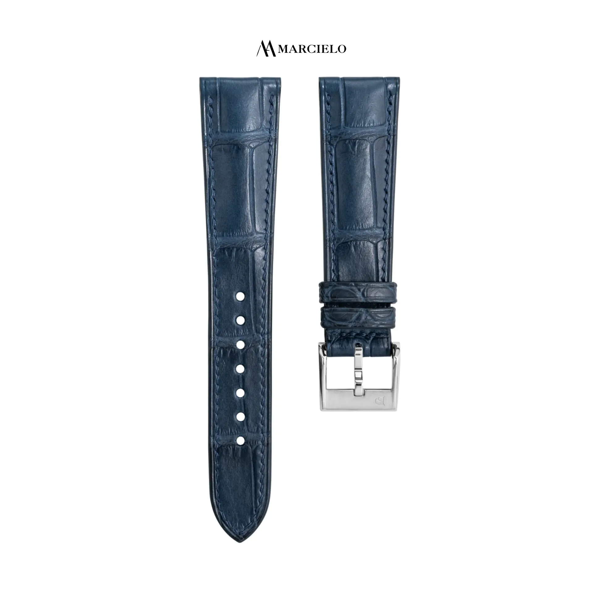 Alligator crocodile leather strap in Navy Blue