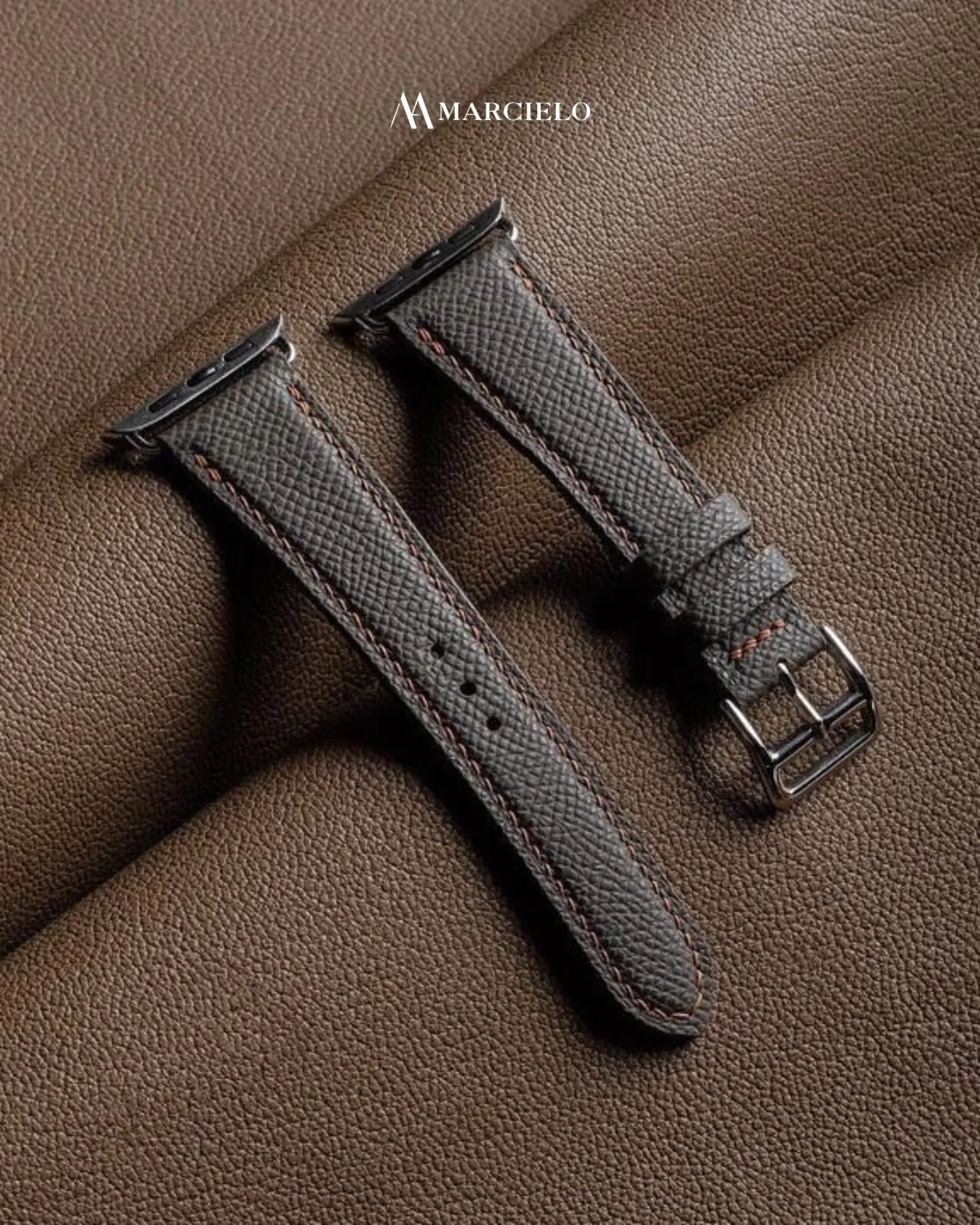 Dây đồng hồ thủ công - Apple Watch Series - Da Epsom - Màu Xám