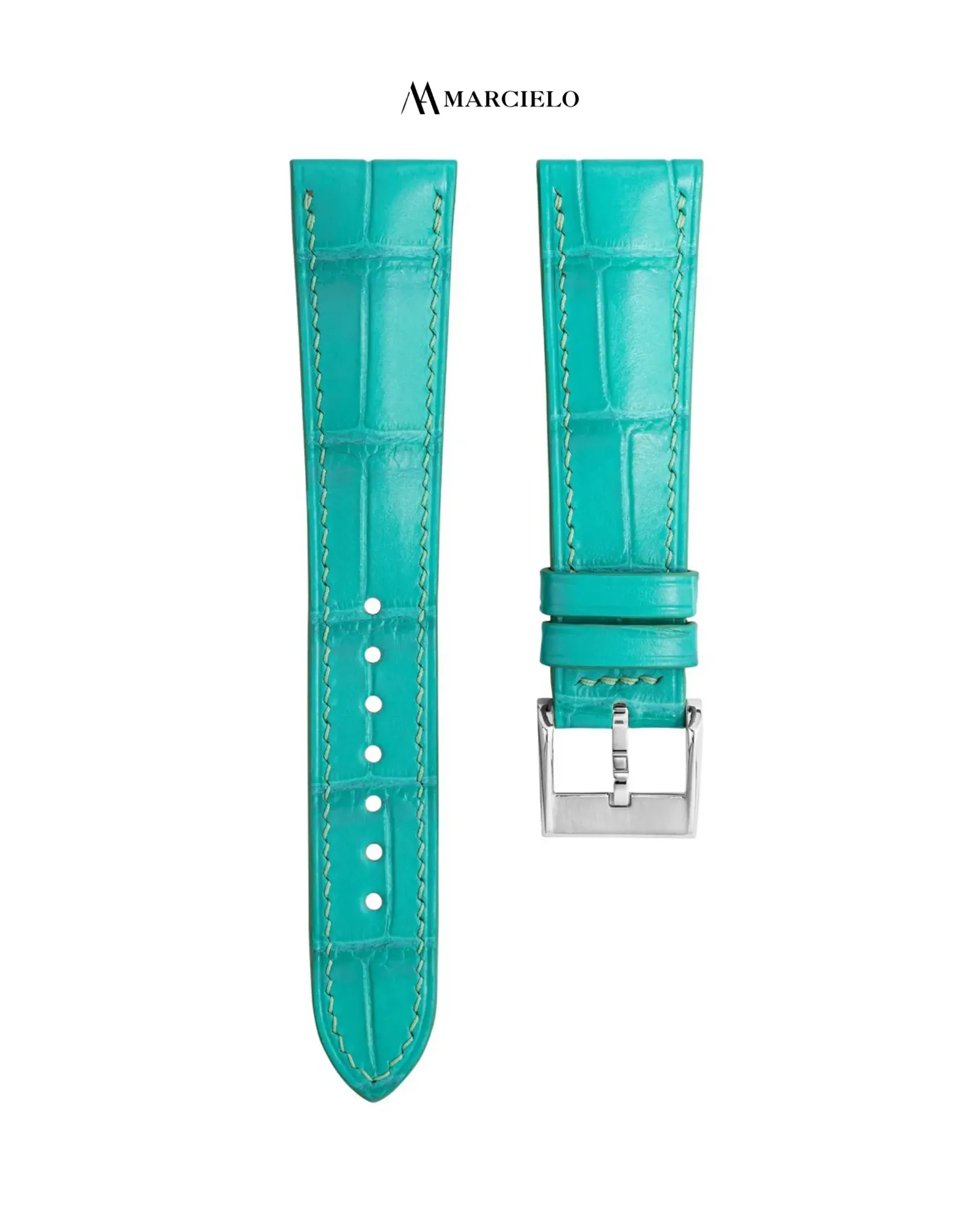 Dây da cá sấu Alligator màu Xanh Bạc Hà (16mm-14mm, Khoá kim trắng)