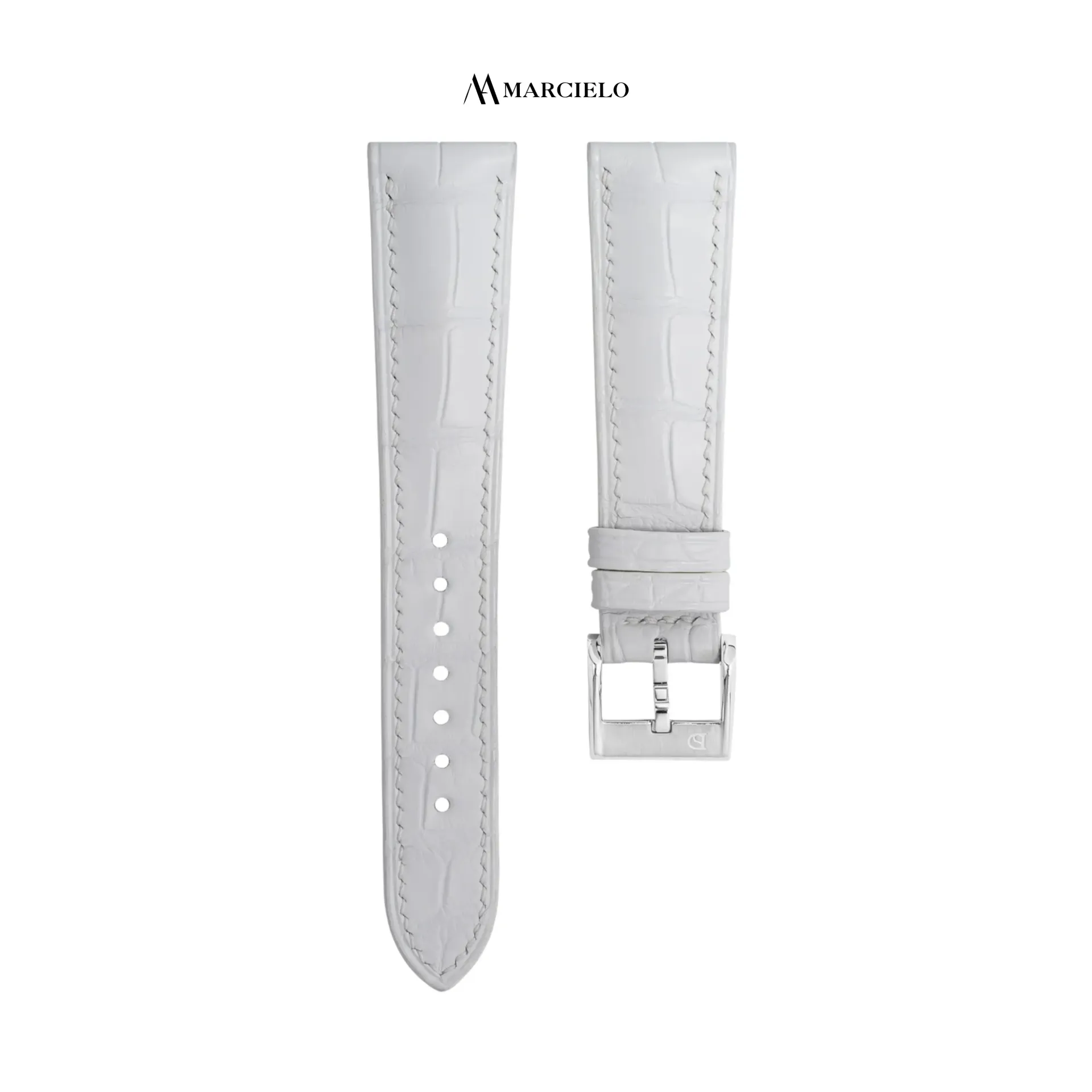 White Alligator Leather Strap (16mm-14mm, White pin buckle)