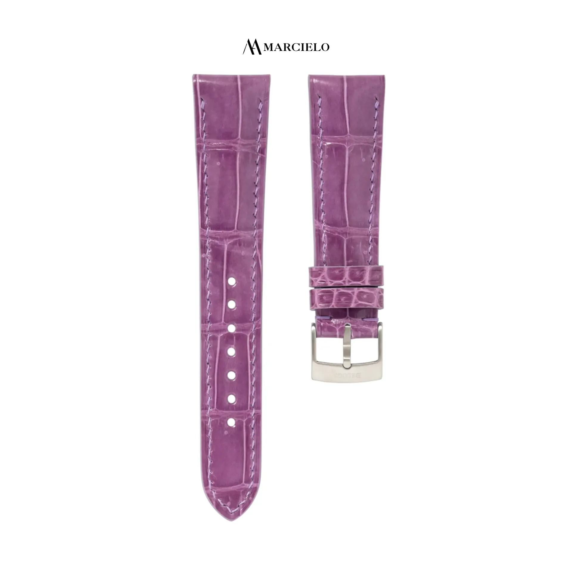 Purple Coloured Crocodile Glossy Leather Strap
