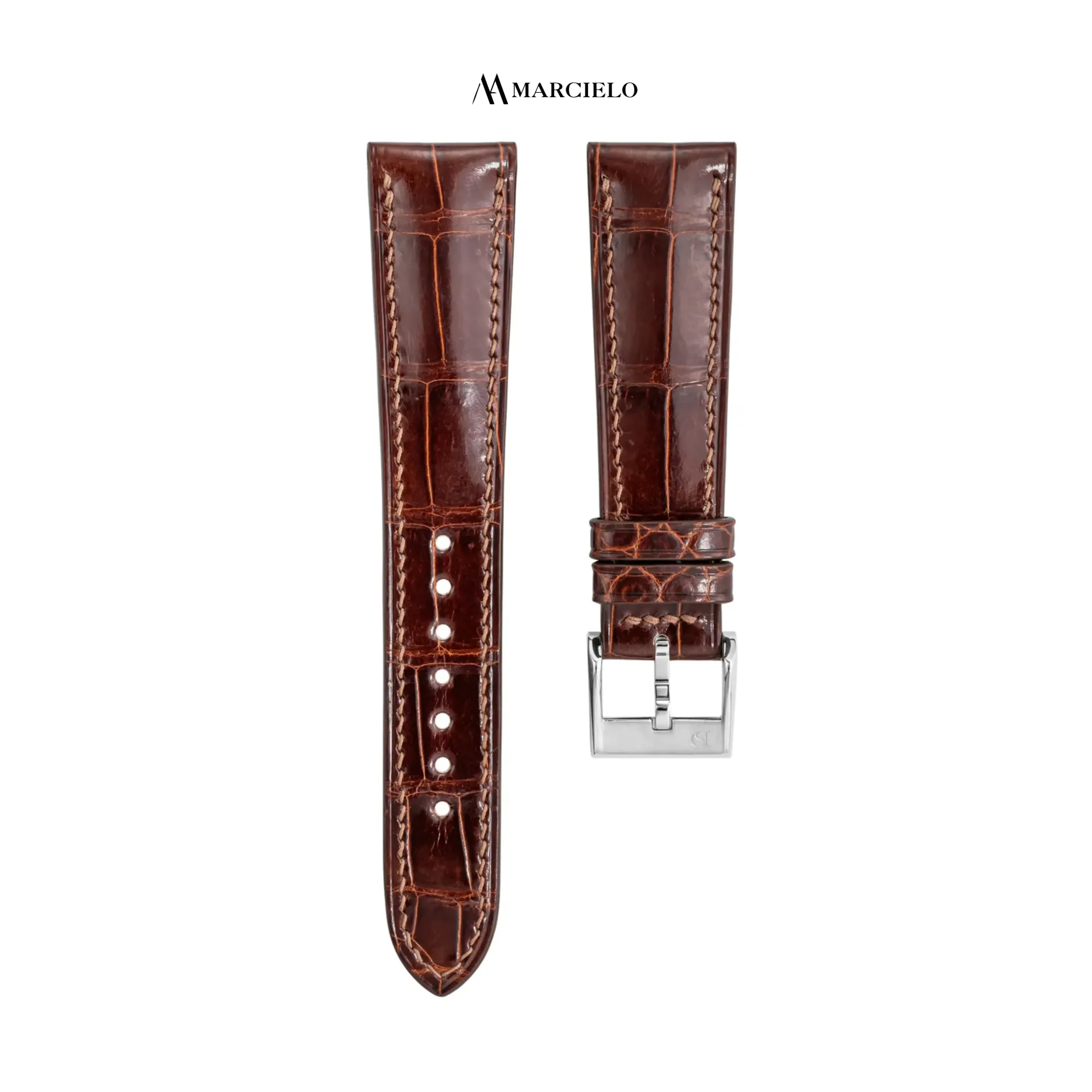 Shiny Brown crocodile leather strap