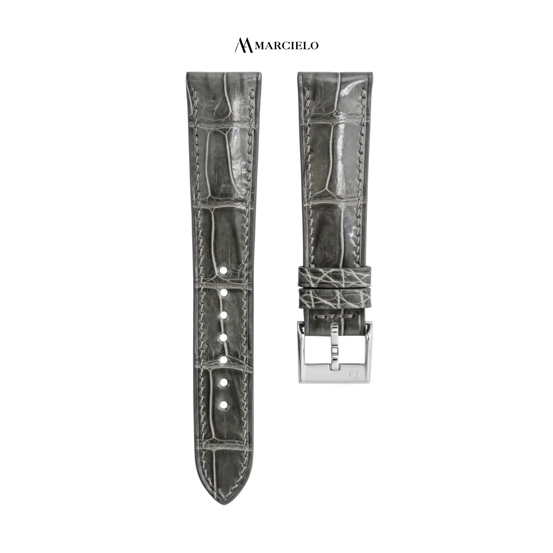 Grey Coloured Crocodile Glossy Leather Strap