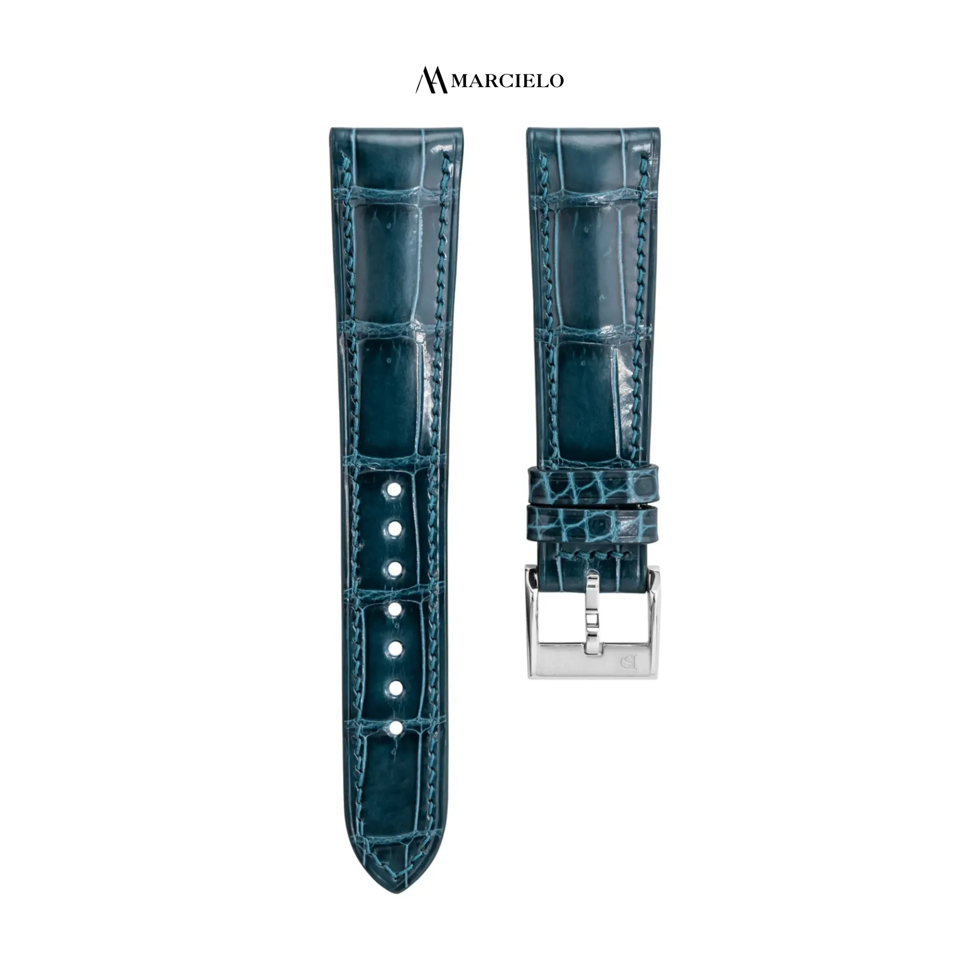 Dây da Cá sấu bóng kính màu Xanh Blue