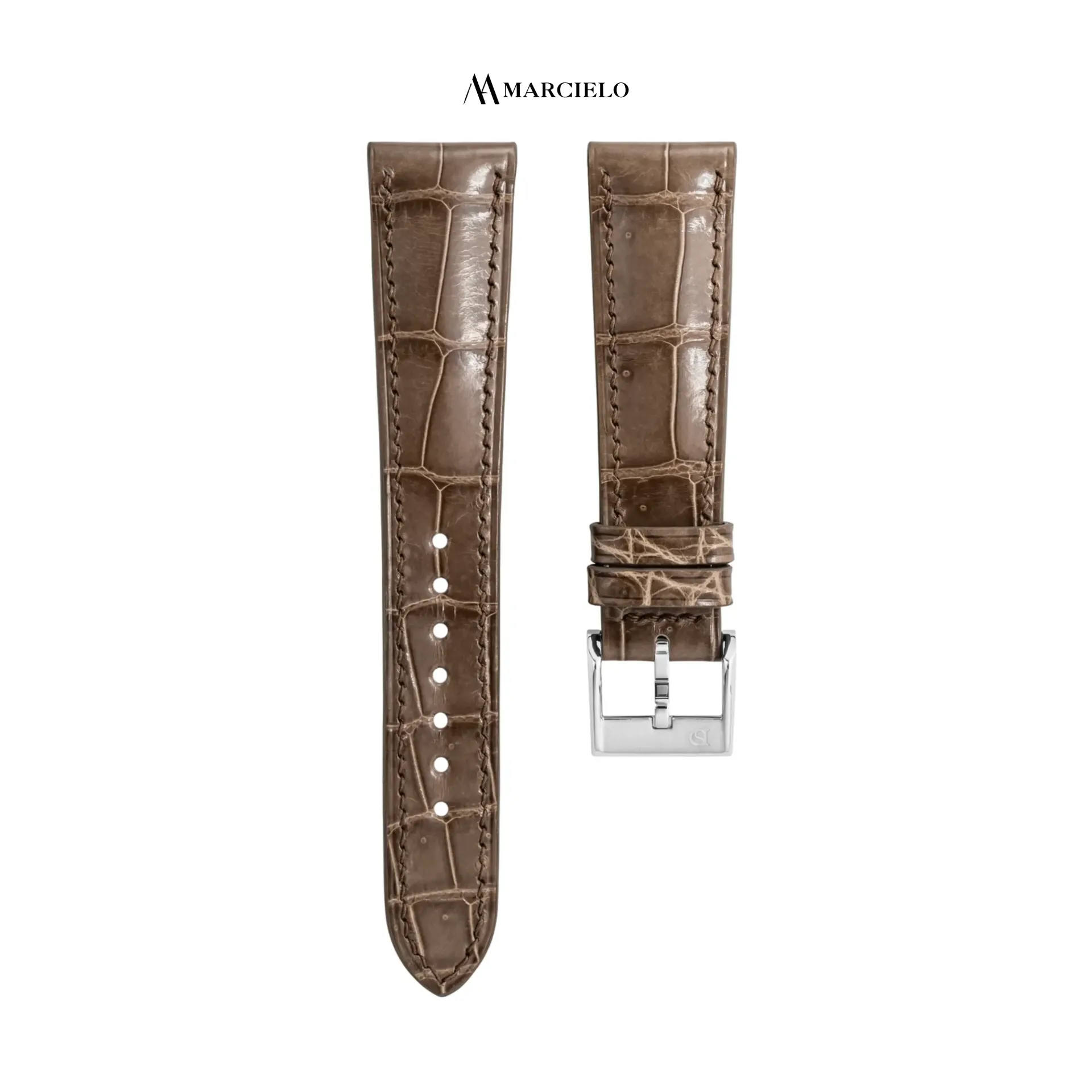 Cognac Coloured Crocodile Glossy Leather Strap