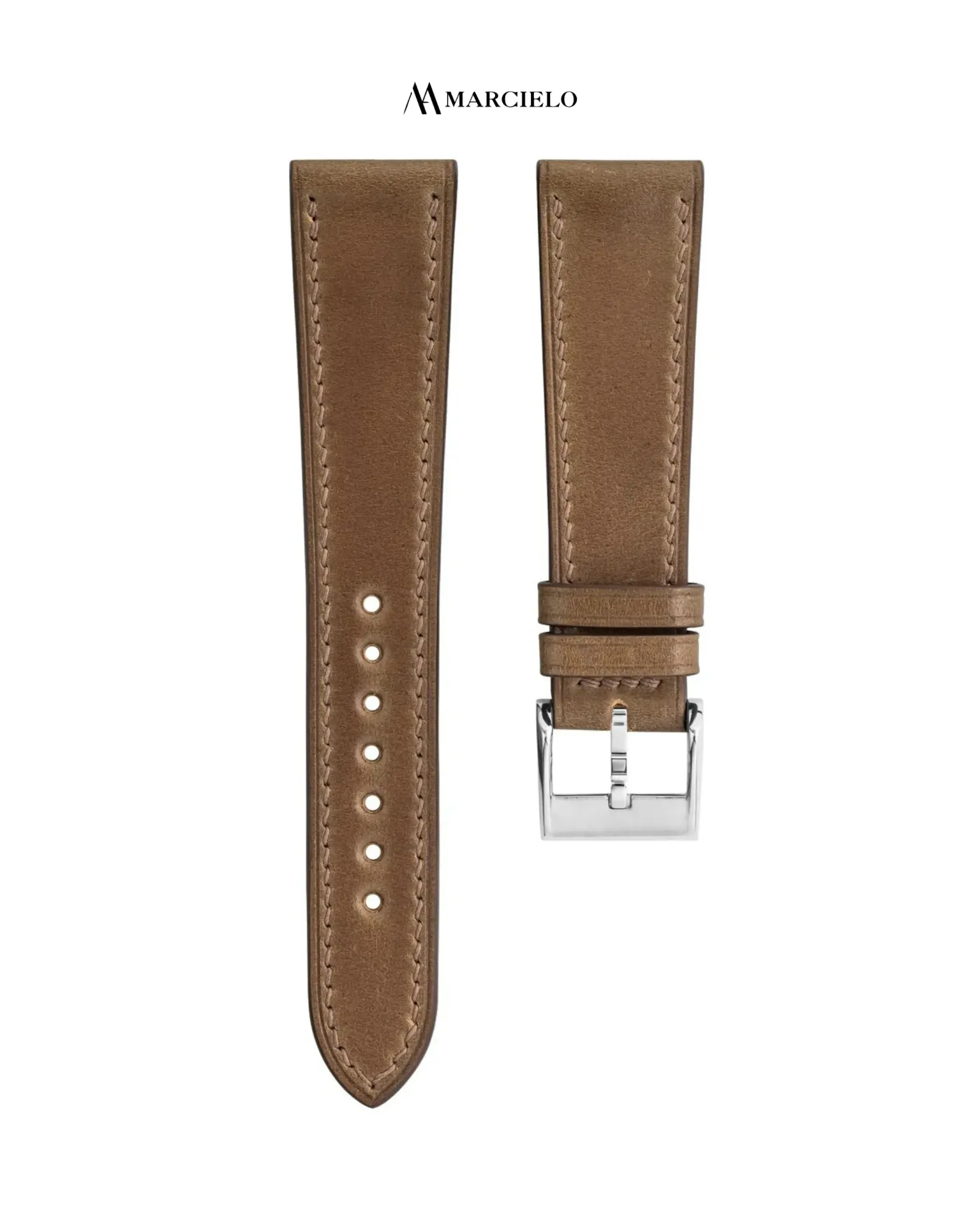 Horse Hide Shell Cordovan in Light Brown (16mm-14mm, White pin buckle)