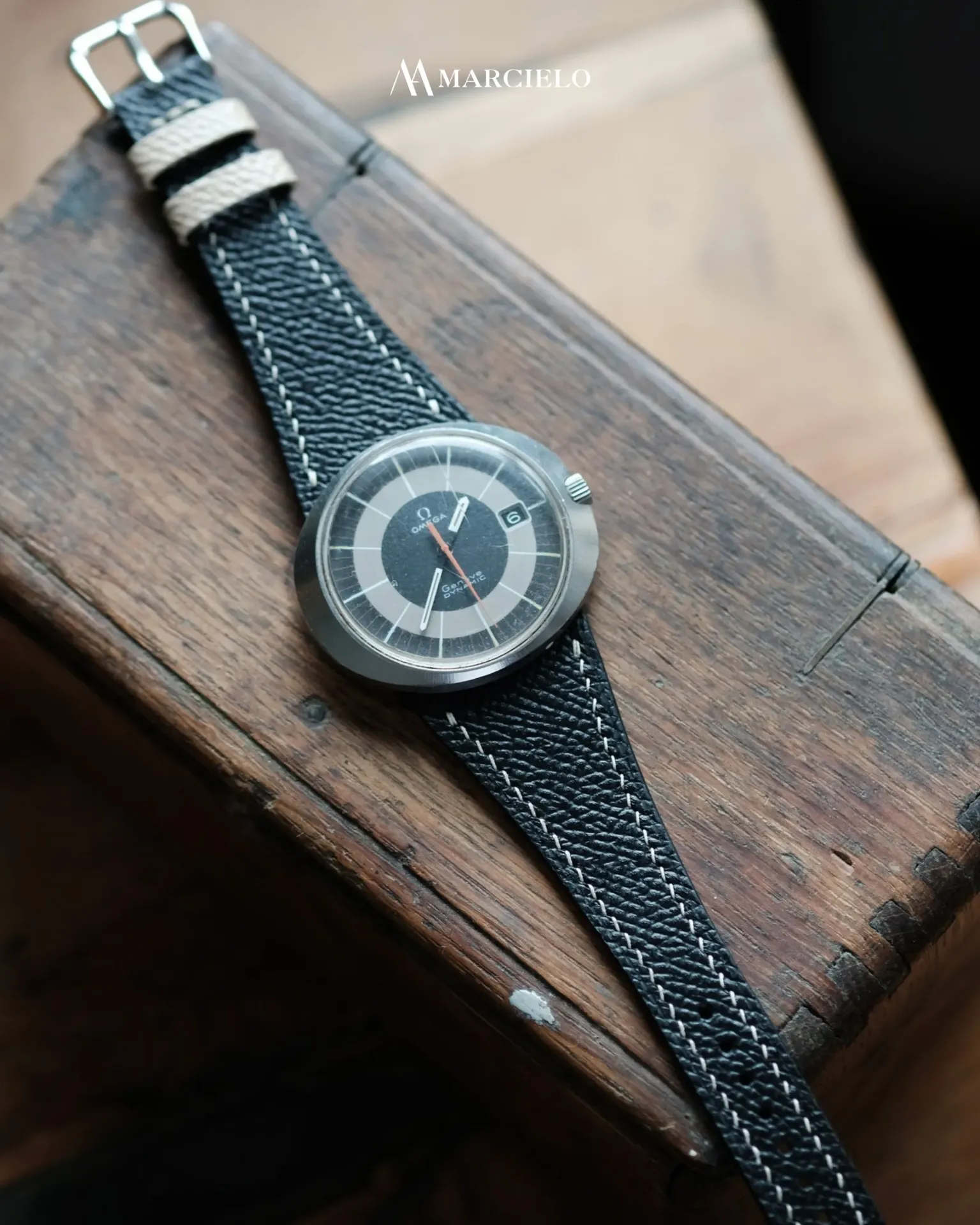 Dây đồng hồ thủ công - Omega Geneve Dynamic - Da Epsom - Màu Xanh Navy Đậm