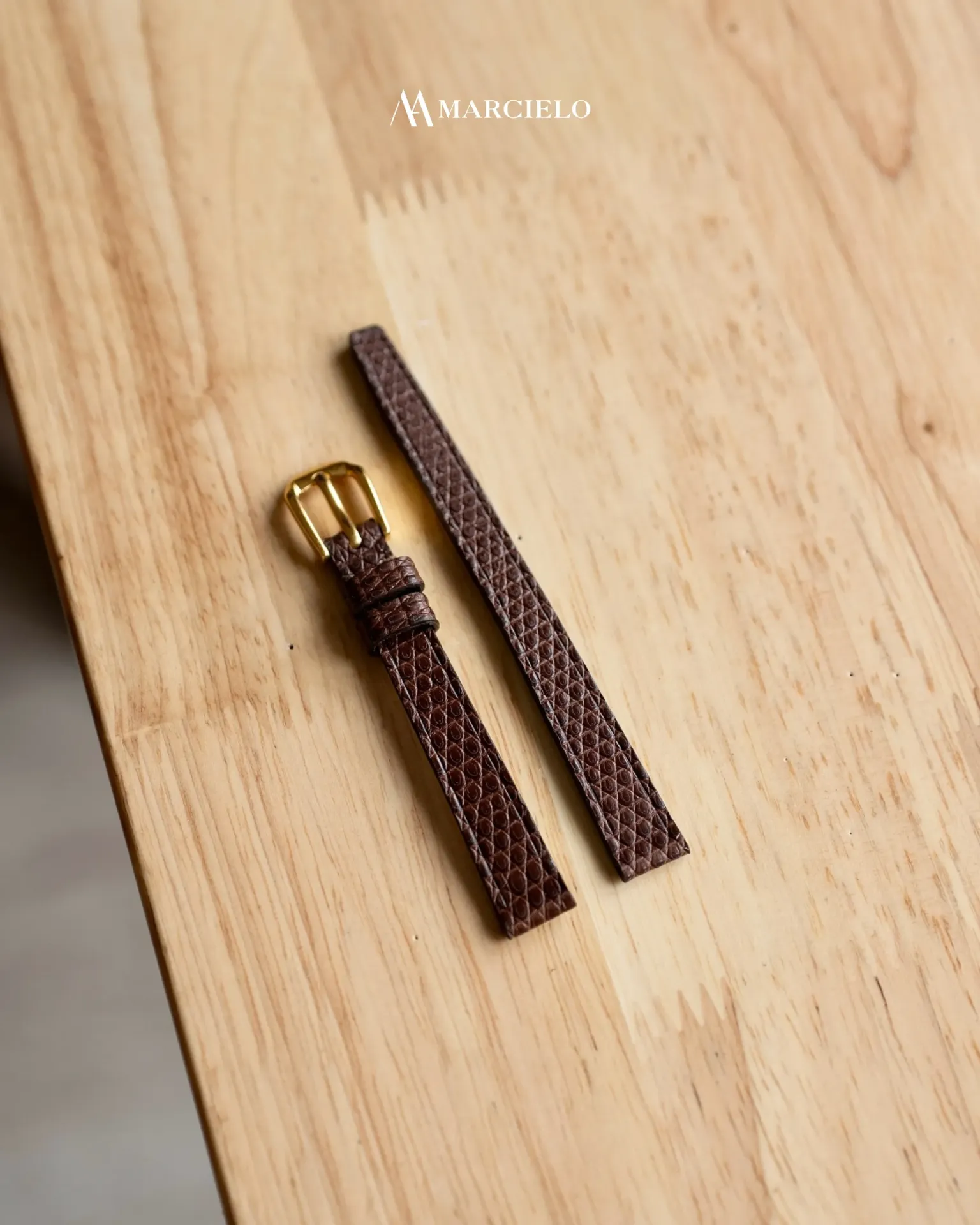 Dây đồng hồ thủ công - Omega De Ville - Da Kỳ Đà - Màu Nâu Đỏ